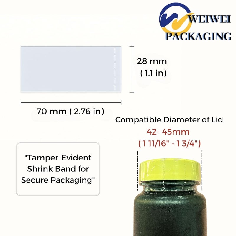 WEIWEI PACKAGING Store Weiwei - 500 PCS 70 x 28 mm Clear Perforated Shrink Bands - Image 2